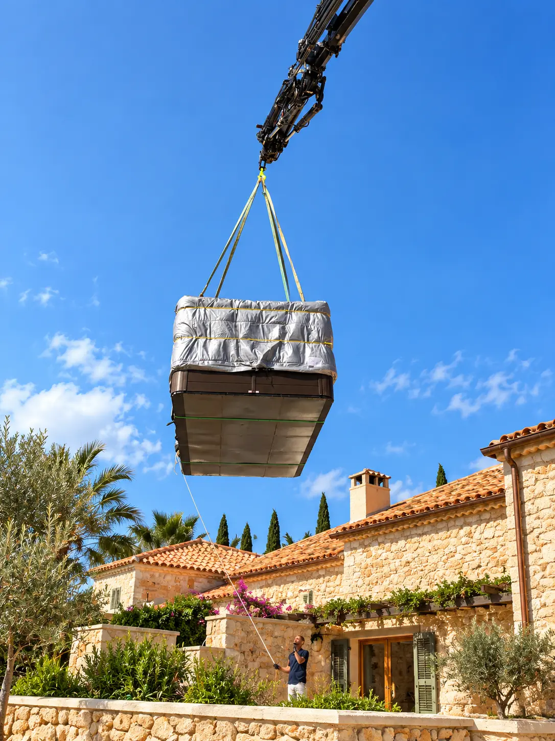 Grúa de elevación de piscina en acrílico
